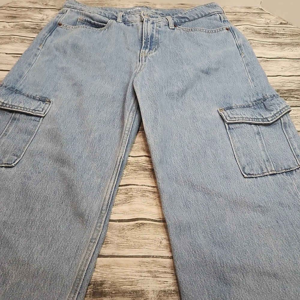 Old Navy‎ Sky-Hi Wide Leg Cargo JEANS 4 Extra High Rise Utility Grunge Women's